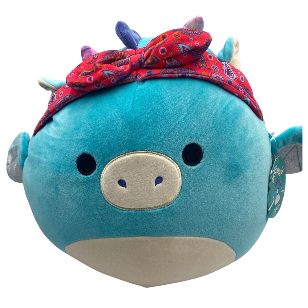 Squishmallows Tatiana Dragon Plush Toy Blue Pink Bandana Large 16 Inch NEW